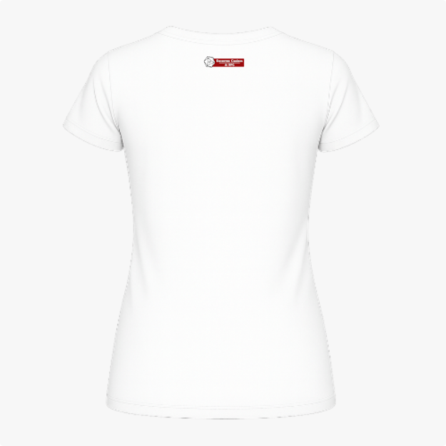 Camiseta com estampa frontal de gato com chapéu de mago, lendo um livro cercado por cristais e névoa; estampa traseira com pequeno logotipo textual.