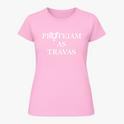Camiseta com estampa frontal de texto estilizado "PROTEJAM AS TRAVAS", acompanhada de um símbolo gráfico centralizado entre as palavras.