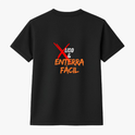 Camiseta com estampa frontal de bola de basquete e cesta, acompanhada da palavra "BIDO" estilizada verticalmente, e estampa traseira com a mensagem "X LISO & ENTERRA FÁCIL".