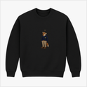 Moletom com estampa frontal de uma raposa vestida como humano, usando suéter e calças, olhando para uma estrela sobre sua cabeça.