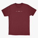 Camiseta com estampa frontal de texto estilizado "just ship it" e ícones circulares e estampa traseira de frase inspiradora "MAKE MONEY AND FRIENDS".