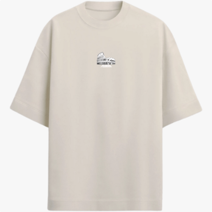 Camiseta com estampa frontal de uma construção em estilo clássico e texto pequeno, e estampa traseira de uma cruz com uma pomba, mãos rezando e a palavra "forgiveness".