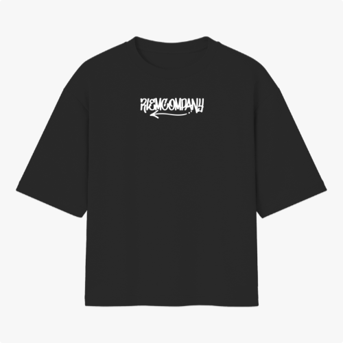 Camiseta com estampa frontal de lettering artístico moderno e estampa traseira de busto clássico com sobreposição de texto "democracy".