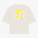 Camiseta com estampa frontal de "SALMO 18" e número "31" em estilo esportivo e estampa traseira idêntica, com lettering e numeração destacados.