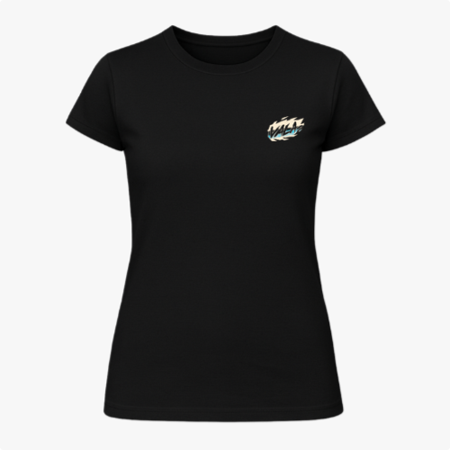 Camiseta com estampa frontal de desenho em estilo gráfico e estampa traseira de motor estilizado com frases "Quit Your Job" e "Let's Ride" em destaque.