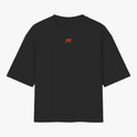 Camiseta com estampa frontal de símbolo estilizado "PK" e estampa traseira de cavaleiro medieval com cruz no peito, acompanhado do texto "PARKER SQUAD".