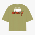 Camiseta com estampa traseira de "ESTD 2025 VOID INFINITY" em tipografia marcante, combinando estilos modernos com um toque ousado.