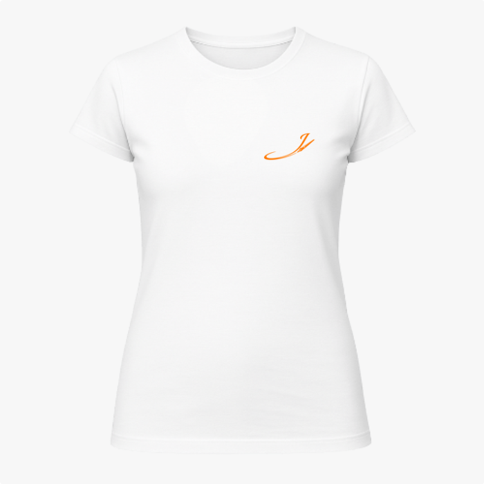 Camiseta com estampa frontal de letra estilizada curva e estampa traseira de ilustração de mulher confiante em vestuário moderno com frase "Gordelicia Sim!".