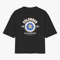 Camiseta com estampa frontal de "Columbus Ohio - USA" em estilo atlético, incluindo emblema central com "Muscle Team" cercado por estrelas e texto adicional.