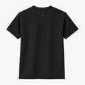 Camiseta com estampa frontal de texto pequeno e minimalista centralizado "That's Running" e estampa traseira de símbolo discreto logo abaixo da gola.