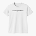 Camiseta com estampa frontal de "Rowker Sport Division" e estampa traseira de "Rowker Club Sport Division 2026".