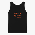 Camiseta regata com estampa frontal de "CTRL + X NO NOME MADE IN SP" em letras estilizadas.