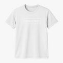 Camiseta com estampa frontal de retângulo contendo a palavra "OBSIGNO" centralizada em letras maiúsculas, conferindo um visual minimalista.