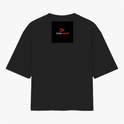 Camiseta com estampa frontal de logotipo formado por triângulo duplo e texto "movwork" estilizado, e estampa traseira repetindo o mesmo logotipo.