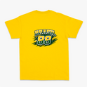 Camiseta com estampa frontal de "Rawbeat 88" em estilo gráfico dinâmico e estampa traseira de "Brasil 88" com design arrojado e número destacado.