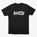 Camiseta com estampa frontal de texto estilizado em letras grandes e irregulares, onde um "A" é substituído por uma pequena forma de cacto.