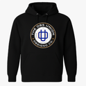 Moletom com estampa frontal de emblema redondo "THE OBS UNION" ao redor de um símbolo central estilizado e o texto "OBSIGNO CO." na parte inferior.
