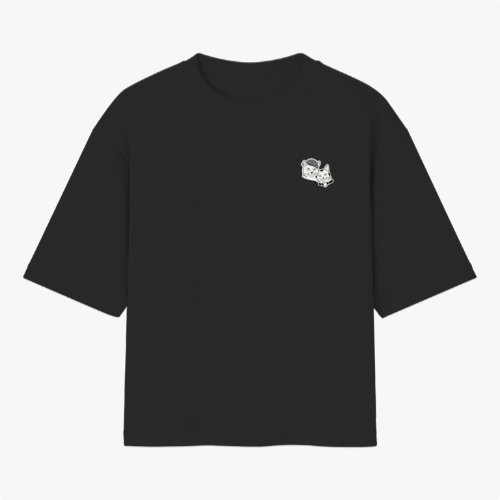 Camiseta com estampa frontal de dois gatos estilizados e na estampa traseira dois gatos lado a lado com texto "You're the only place that feels like home".