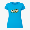 Camiseta com estampa frontal de "Rawbeat 88" em estilo esportivo dinâmico e estampa traseira de "Brasil 88" com mesmo estilo impactante.