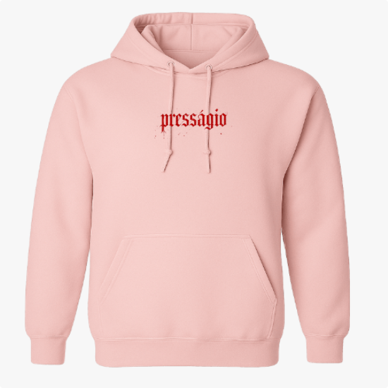 Moletom com estampa frontal de lettering estilizado de "presságio" e estampa traseira de círculo com texto "Maffie Records" em design marcante.