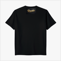 Camiseta com estampa frontal de emblema "10 Resenha", apresentando elementos circulares e estrelas, e estampa traseira de logotipo com a palavra "Resenha".