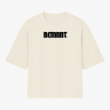 Camiseta com estampa frontal de "REMNNT" e estampa traseira de "Faith" acompanhada da frase "The just shall live by faith Hab 2:4".