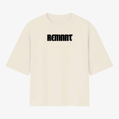 Camiseta com estampa frontal de "REMNNT" e estampa traseira de "Faith" acompanhada da frase "The just shall live by faith Hab 2:4".