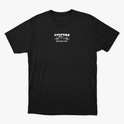 Camiseta com estampa frontal de "IRON DISCIPLINE" acompanhada de desenho de barras, e estampa traseira de "SEM DESCULPAS IRON DISCIPLINE" em letras destacadas.