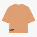 Camiseta com estampa traseira de logotipo "VOID INFINITY" estilizado, com a palavra "VOID" em destaque acima de uma linha horizontal.