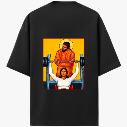 "Camiseta Oversized Premium Jesus Fortalece Cada Conquista" Camiseta Oversized Premium