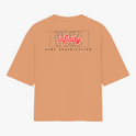 Camiseta com estampa traseira de "VOID" em contorno com "infinity" em destaque no centro, acompanhada pela inscrição "GAME ORGANIZATION" abaixo.