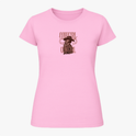 Camiseta com estampa frontal de caveira com chapéu de cowboy e chifres, acompanhada da palavra "Cowgirl" duas vezes e inscrição "Keep Messin".