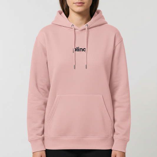 Moletom com estampa frontal de texto simples e minimalista, destacando uma única palavra centralizada em fonte moderna e limpa.