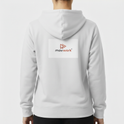 Moletom com estampa frontal de logotipo estilizado com setas e texto "movwork" e estampa traseira idêntica ao logotipo frontal.