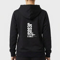 Moletom com estampa frontal de lettering estilizado "Verbo" e estampa traseira de texto vertical "Jesus is King" com um traço horizontal e cruz.