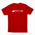 Camiseta com estampa frontal de linhas horizontais estilizadas seguidas do texto "LIZZYECORP." em uma fonte moderna, criando um visual minimalista.