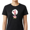 Camiseta com estampa frontal de personagem segurando pesos em pensamento de elefante musculoso com halteres, transmitindo ideia de força e treino.