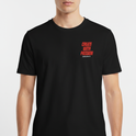 Camiseta com estampa frontal de "Create With Passion" em letras grandes e estampa traseira de "Be Consistent" estilizado entre frases motivacionais adicionais.