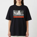 Camiseta com estampa frontal de olhos estilizados, coordenadas e texto "RLEMCOMPANY" repetido, além de "SPECIFICATION ID: RLEM-SYSTEM-01" em destaque.
