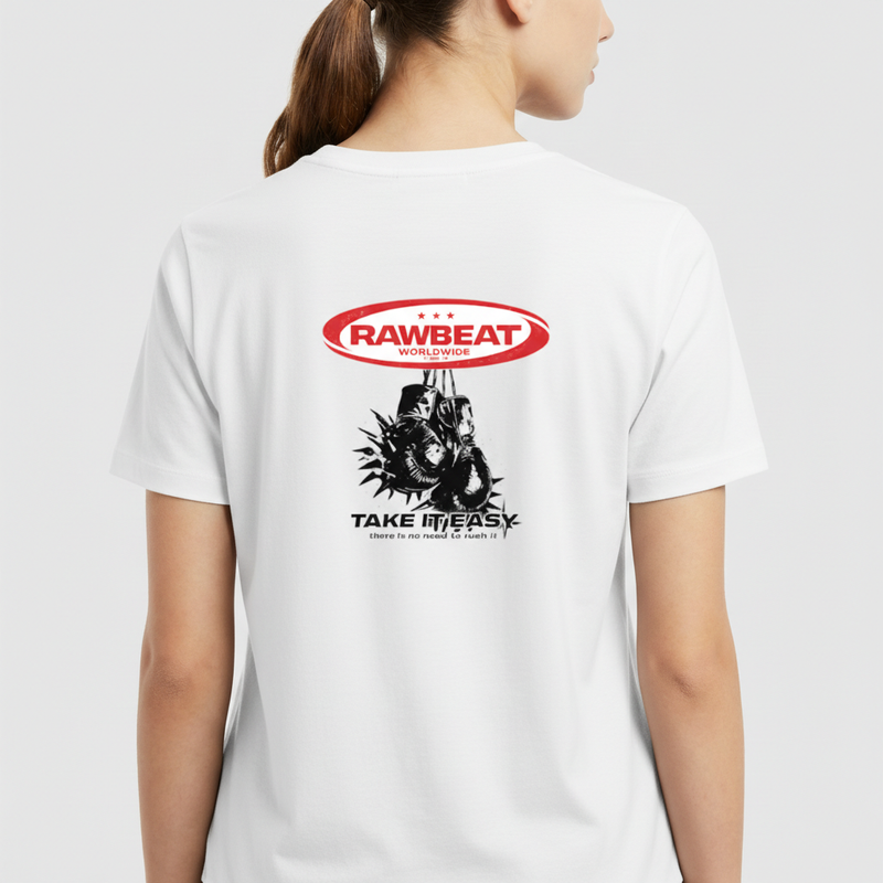 "Camiseta Regular "Take it Easy" RAWBEAT" Camiseta Premium Unissex