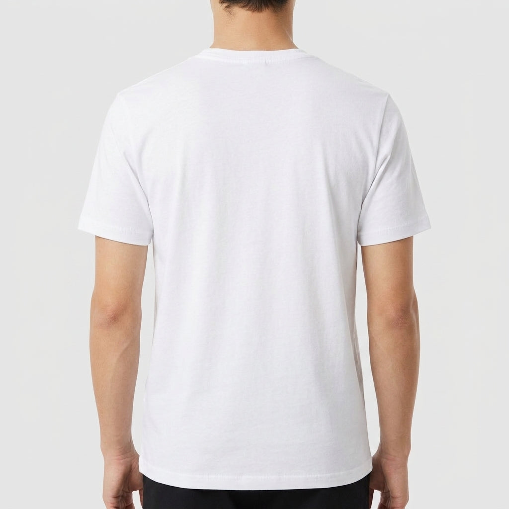 Camiseta sem estampa frontal e sem estampa traseira.